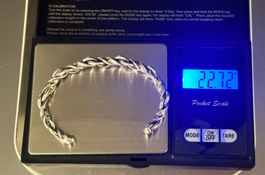 Solid Sterling Silver Cuff Bangle Bracelet 6.5”Tw… - image 7