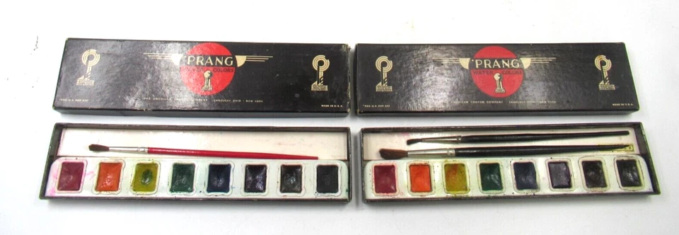 Винтажный PRANG No. 8 наборов акварельных красок 2 картонная коробка с цветным лотком - Изображение 3 из 4