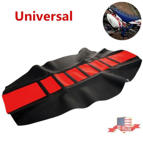 Red Leather Gripper Soft Motorcycle Dirt Bike Seat Cover Rib Skin For Honda CRF - Bild 9 von 10