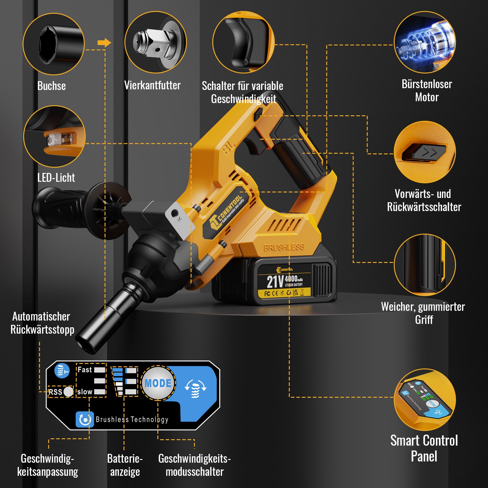 Trapano avvitatore a batteria brushless 1000Nm foto 5