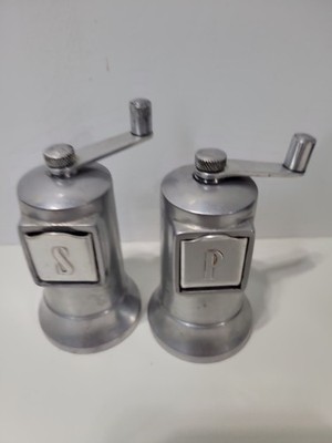 VINTAGE Perfex France Cast Aluminum Salt & Pepper Grinder Mill Set 4  Works