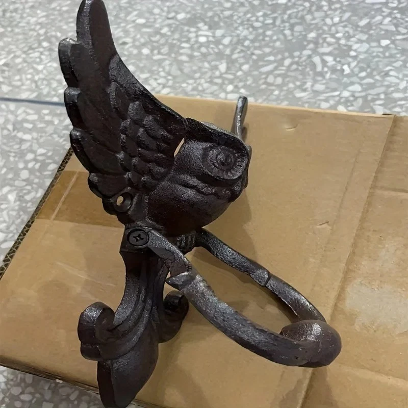 Vintage Door Knocker Cast Iron OWL Decorative Doorknocker Wrought Iron Door Hand - image 4 of 4