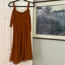 Forever 21 Burnt Orange Midi Dress Women's Size S Rust Boho Summer Fall Casual