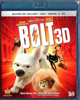 Bolt 3D Blu-Ray + Blu Ray + DVD + Digital Copy with 3D Lenticular Slipcase NEW