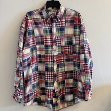 Murrays Toggery Shop Shirt Mens Large Nantucket Button Down Patchwork Plaid