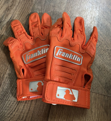Franklin MLB Orange Men s Batting Gloves Size M Full Finger Hook & Loop Pair