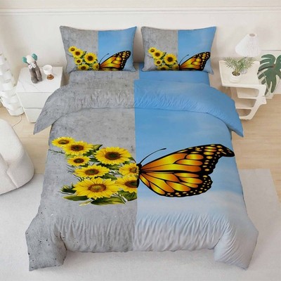 3D Sunflower Butterfly Quilt Cover Set Bedding Sets Pillowcases