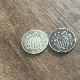 Lot Of Shield Nickels : 1867 Without Rays 1868