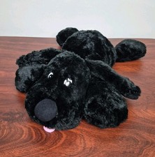Chosun Black Floppy Puppy Dog 21" Plush Lays Flat Pink Tongue Out Vintage 90s