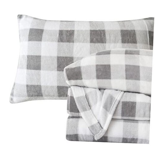 Luxuriously Soft 4-Piece Velvet Plush Flannel Sheet Set - King Buffalo Gray
