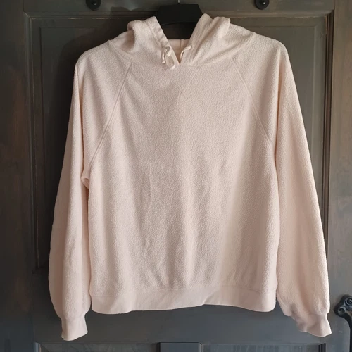 OFF WHITE Felpa con cappuccio donna So Brand contemporanea panna sherpa pile coulisse M