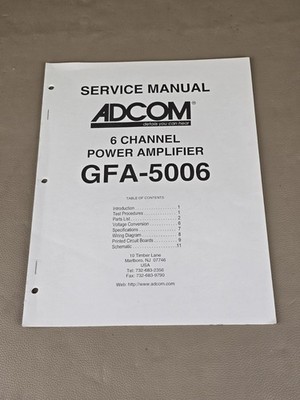 Adcom 6 Channel Power Amplifier GFA-5006 Service Manual D-6234