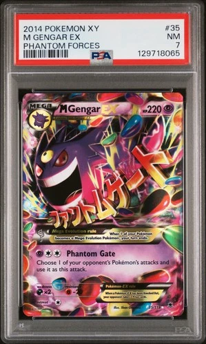 2014 POKEMON XY PHANTOM FORCES #35 M GENGAR EX PSA 7