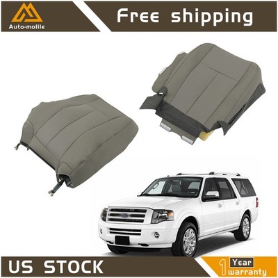 Driver Bottom & Top 2Pcs Seat Covers Camel Gray For Ford Expedition 2007-2014