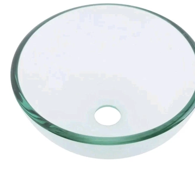 Wall Mount Round Glass Console Sink with Faucet and Towel Bar Renovators Supply - Image 2 of 4