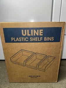 (1) Case Of Uline Blue Plastic Stacking Bins 4”x4”x18” - 24 Total.