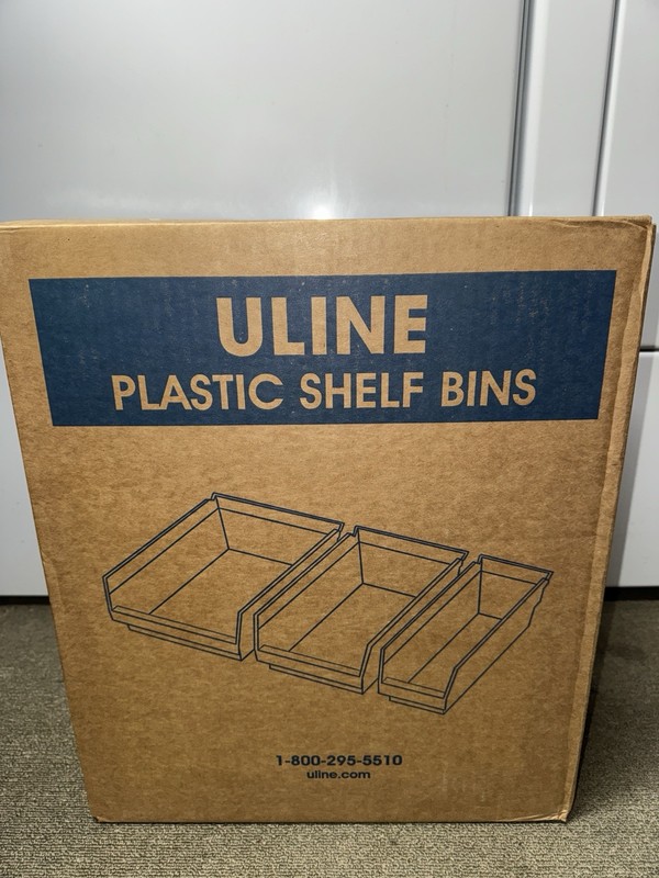 (1) Case Of Uline Blue Plastic Stacking Bins 4”x4”x18” - 24 Total.