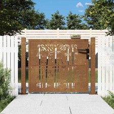 Portail de Jardin Portillon de Patio Acier Corten Design de Bambou vidaXL