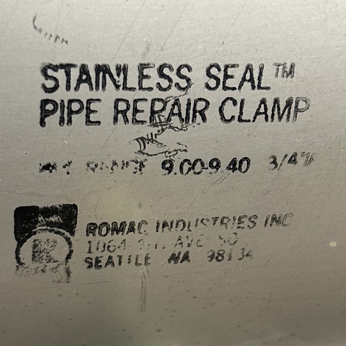 Stainless Seal Tapped Pipe Repair Clamp Romac 8”x 3/4”IP 9.00-9.40 X 12” Long - Imagen 3 de 13