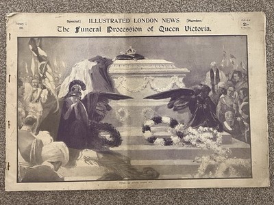 Extrem selten 1901 Queen Victoria Trauerzug ILN Royal Folio