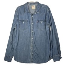 Vintage Levi  s Denim Pearl Snap Western Shirt Men  s Size XL Levis