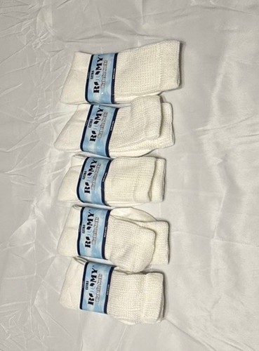Extra Roomy Diabetic Socks 5 Pair White Crew Men's Size 10-13 Comfy - Picture 2 of 9