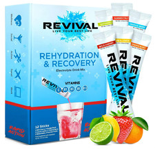 Revival Electrolyte Sachets 12 Pack Rapid Rehydration Supplement All Flavours