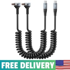 90 Degree USB A To USB C Cable, 2Pack 3ft Coiled USB Type C Cable For Car