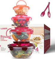 Luxear SalatschüSsel Mit Luftdicht Deckel Groß, 4,5L/3,2L/1,8L/1L SalatschüSsel