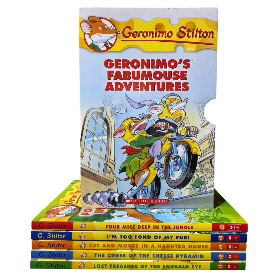 Geronimo Stilton Fabumouse Adventures 5 Book Box Set #1-5 Kids Chapter Book Lot - Image 2 of 4