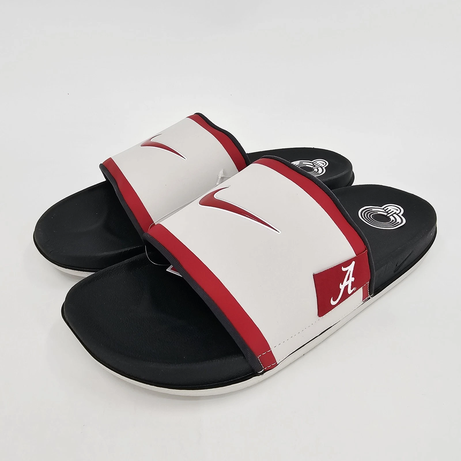Nike Offcourt Slides NCAA Alabama Team Crimson College Uomo 11 Argento NUOVE