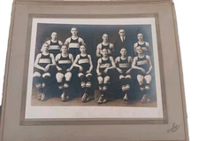 1940s High School Basketball Team Group Portrait In Uniforms Vintage Photo Date