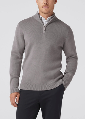 MIZZEN + MAIN Hillcrest Quarter Zip Pullover Sweater Nickle Grey