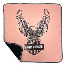 Harley-Davidson Baby Girls' Up-Winged Eagle Receiving Blanket, Dusty Pink/Black