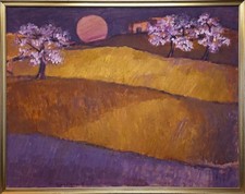 BARBARO SAVERIO (1924 - 2020) GRANDE TRAMONTO olio su tela 1980 cm. 146,5 x 115