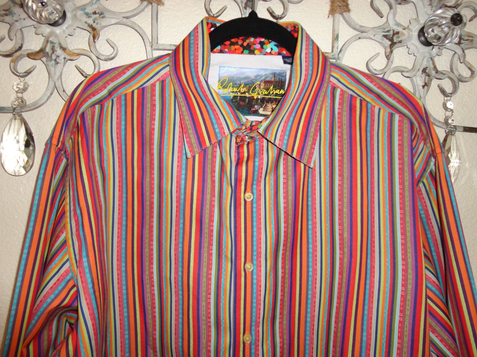 Multi Color Shirt ROBERT GRAHAM MEN'S MULTI-COLOR STRIPE BUTTON-FRONT LONG SLEEVE SHIRT ...