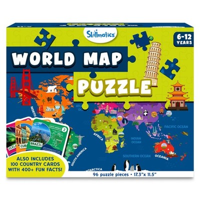 Skillmatics World Map Puzzle - 96 Piece 96 pieces, 17.3'' x 11.5'', Multicolor