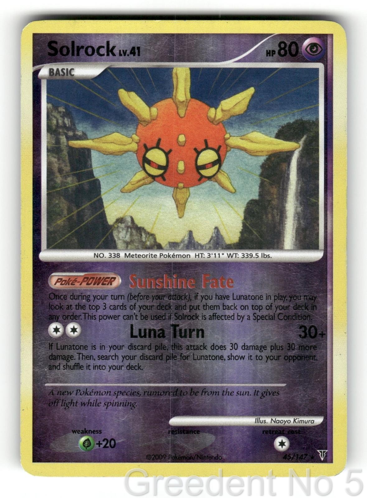 Solrock 45/147 Rare Supreme Victors Pokemon Reverse Holo Moderately Played