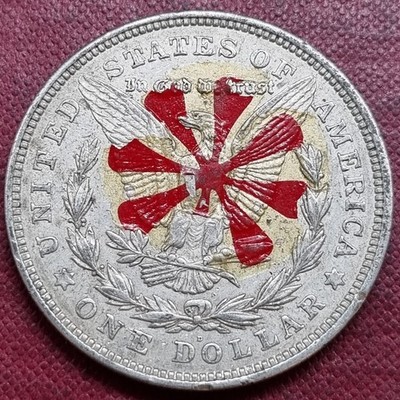 1921 D Morgan Dollar $1 Stickered Sticker Silver '' Rays '' #94132