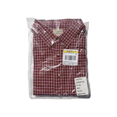 L.L. Bean Men's Plaid Cotton Button-Down Shirt Deepest Red XXL Regular