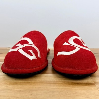 UGG Scuff Logo Red Suede Shearling Lined Slippers Men display picture 2