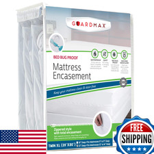 Guardmax Twin XL Zippered Mattress Encasement, Jersey Knitted, Waterproof, Bed B