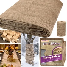 40'' x 30 Feet Burlap Fabric Roll 10 Yard, Natural Jute Fabric for Winter Tre...
