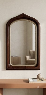 Antique 1870 McConnell Patent Walnut Arch Top Mantel Mirror Gold Gilt Liner