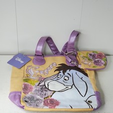 Disney Eeyore Floral Tote Bag Handbag Winnie the Pooh Purple Tan Coin Purse NWT