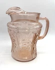 Federal Glass Cabbage Rose Sharon Depression Glass Pink Pitcher with Ice Lip