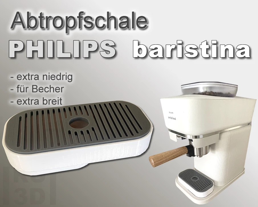 RU3D Tropfschale für Philips baristina, extra breit, flach, Abtropfschale niedrig