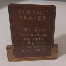 S F Golden Gate International Exposition Souvenir Daily Prayer Plaque 1939 GGIE