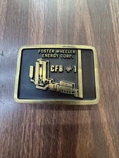 Local Vtg 1980s Brass Belt Buckle Energy Corp 80s Style Retro