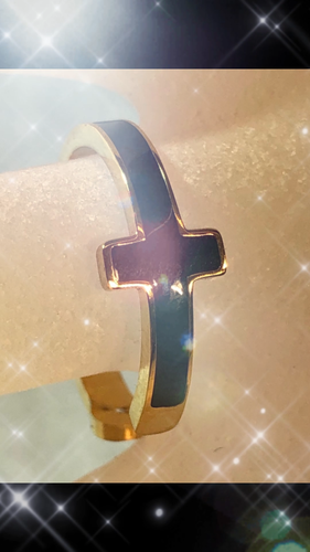 Kreuzring in Rosegold, Gold oder Silber Color aus Edelstahl mit Turmalin Stein - Video 1 von 1